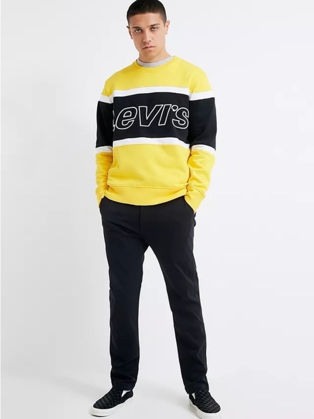 Levi’s HEAVYWEIGHT 100% Cotton Spellout Colorblock Crewneck - Racing Vibe